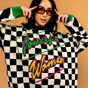 Dressed in LALA Black and White Checkered Sweater